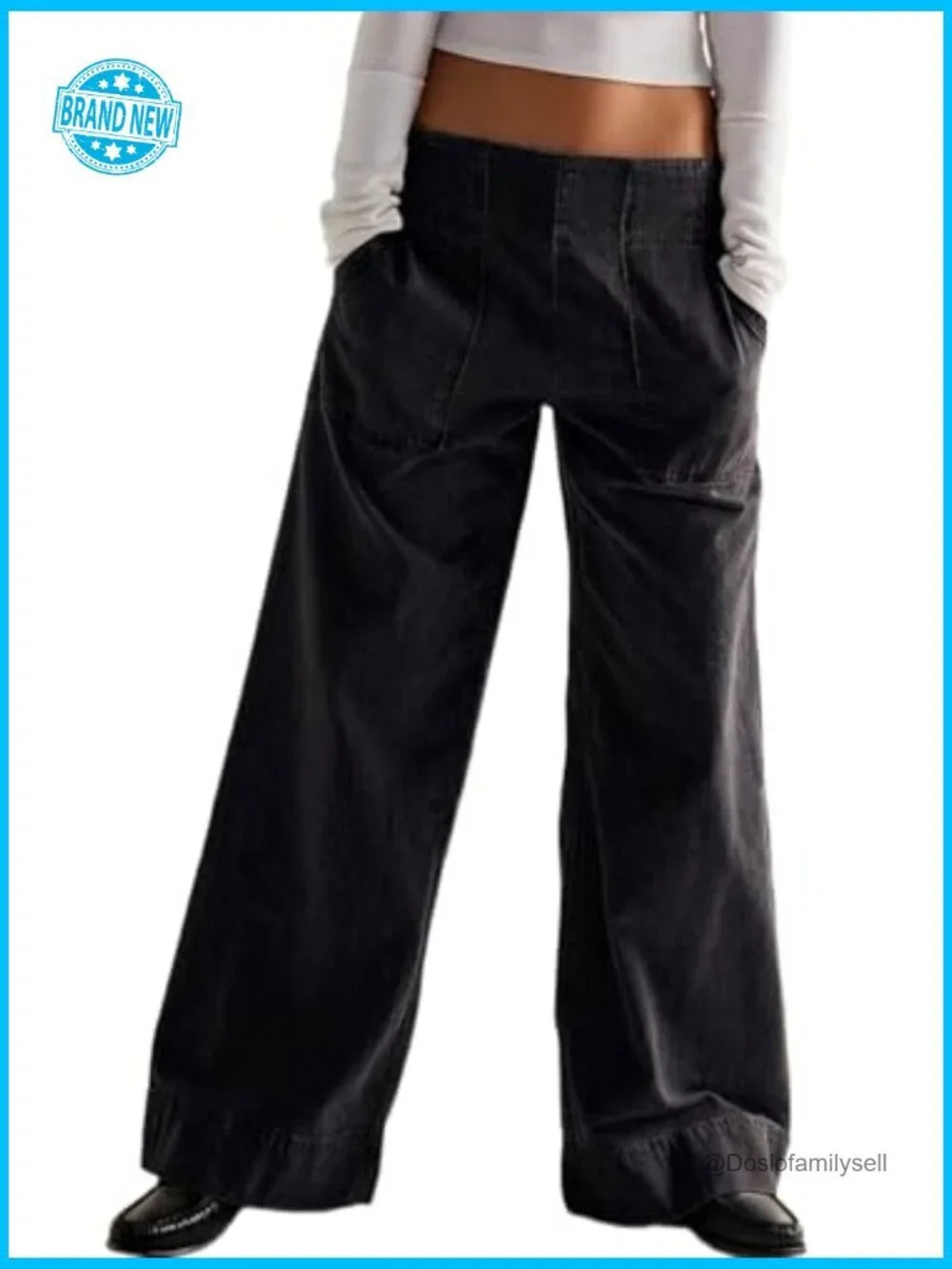Wide Leg Baggy Jeans Elastic Waist Pull On Denim Pants Trendy Y2k Low Mid Rise